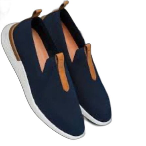 Wolf & Shepherd NWOT Derby Navy SwiftKnit Mesh Leather Slip On Loafer Size 14 - Picture 1 of 15